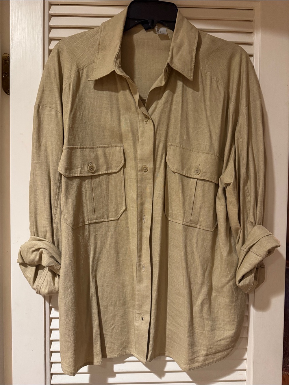 H&M Lightweight Beige Utility Shirt Jacket